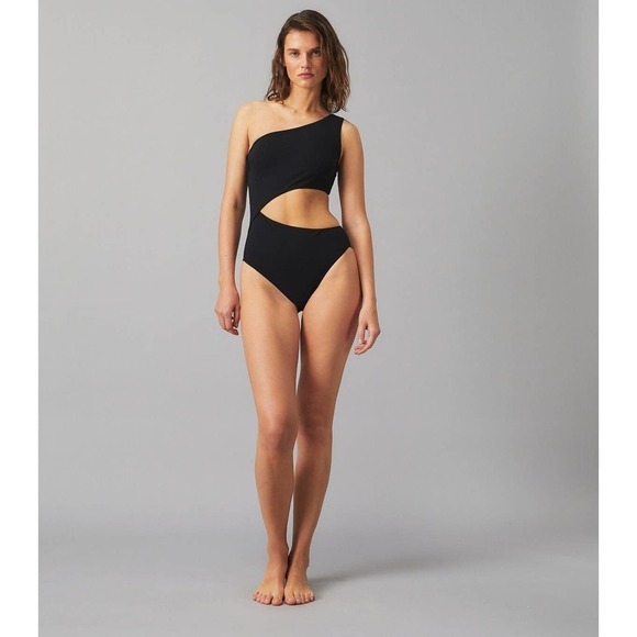 Tory Burch Women's Cut Out Solid One Piece Swimsuit Size L NWOT - Picture 2 of 12
